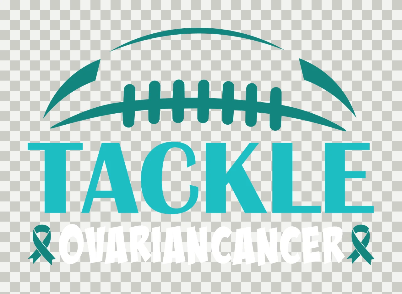 Tackle Ovarian Cancer Football Ribbon Text black white awareness transparency and detail preview thumbnail