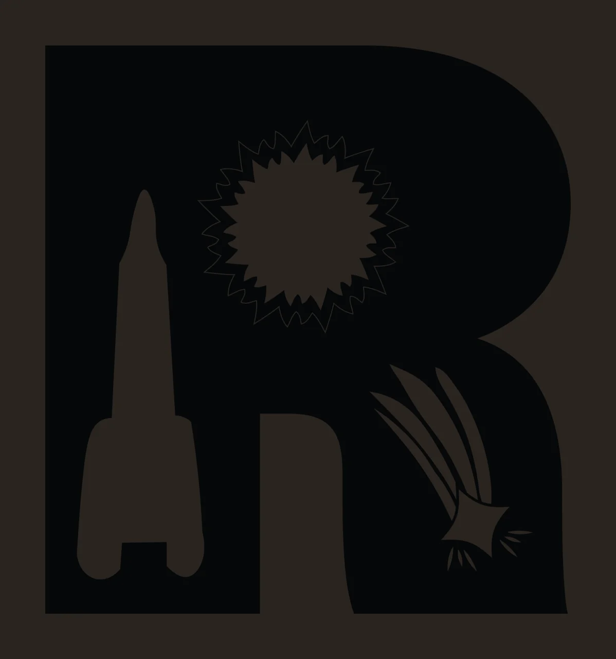 Letter R Decorating With Rocket And Star contrast preview thumbnail