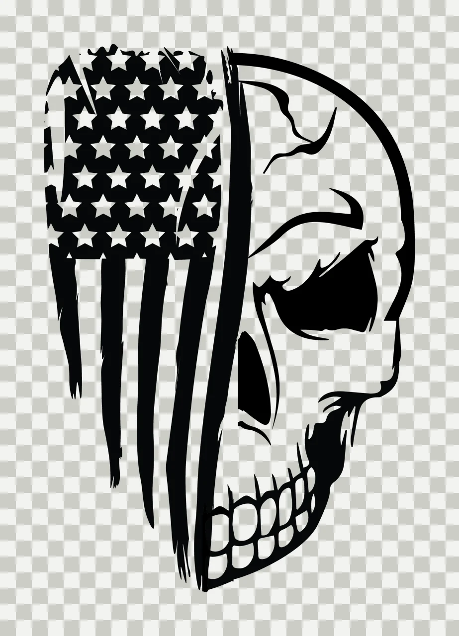 Skull American Flag Profile Graphic stars stripes illustrative transparency and detail preview thumbnail