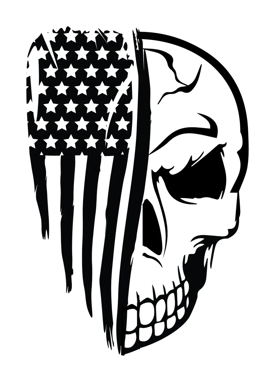 Skull American Flag Profile Graphic stars stripes illustrative