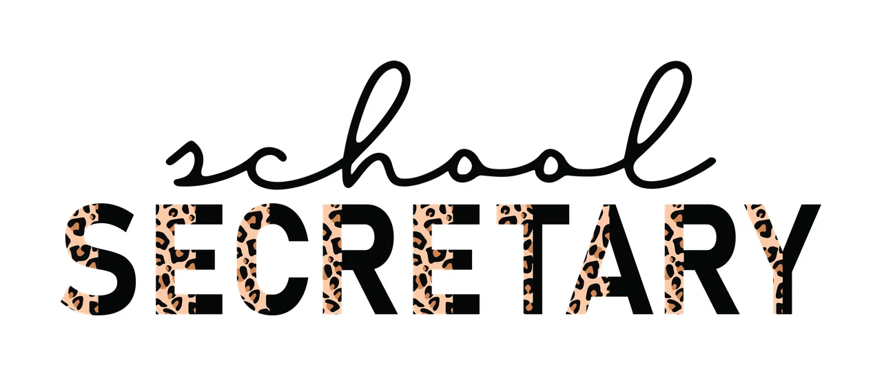 School Secretary Black Word Label typographic white typography