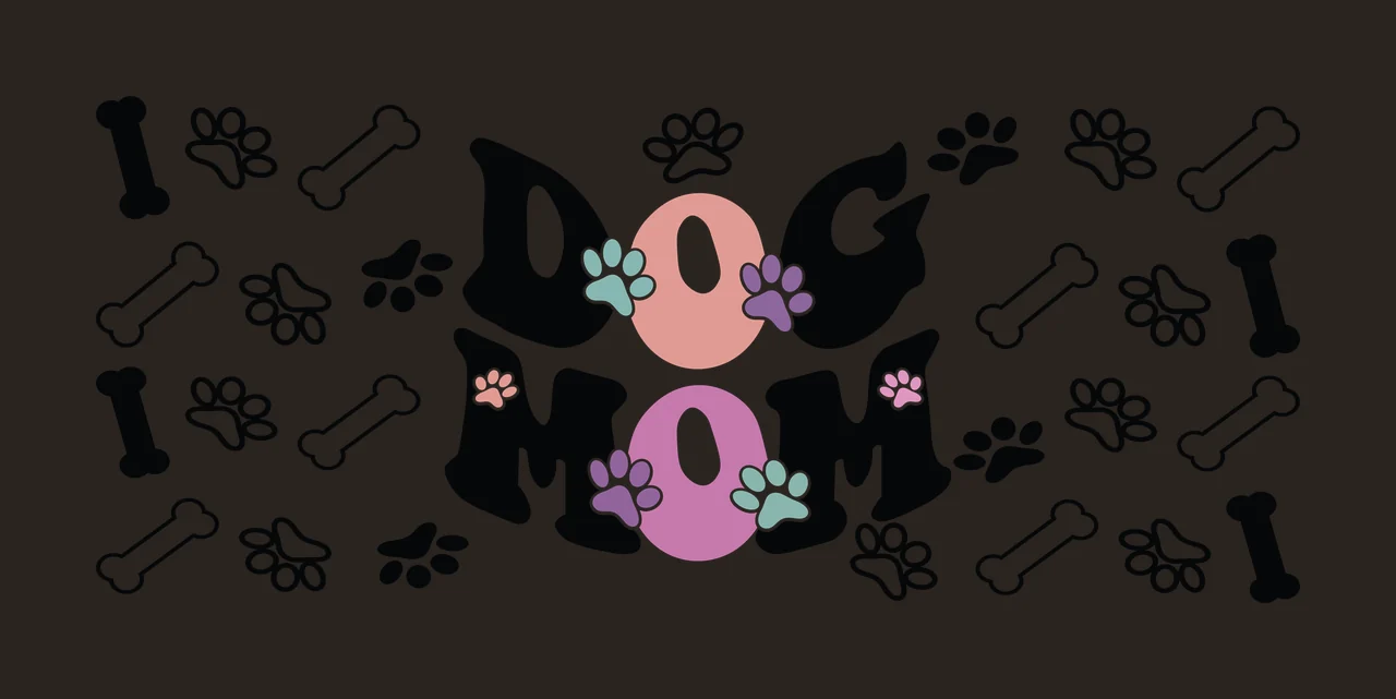 Can Glass Wrap Dog Mom Typography With Bones patterning paws contrast preview thumbnail