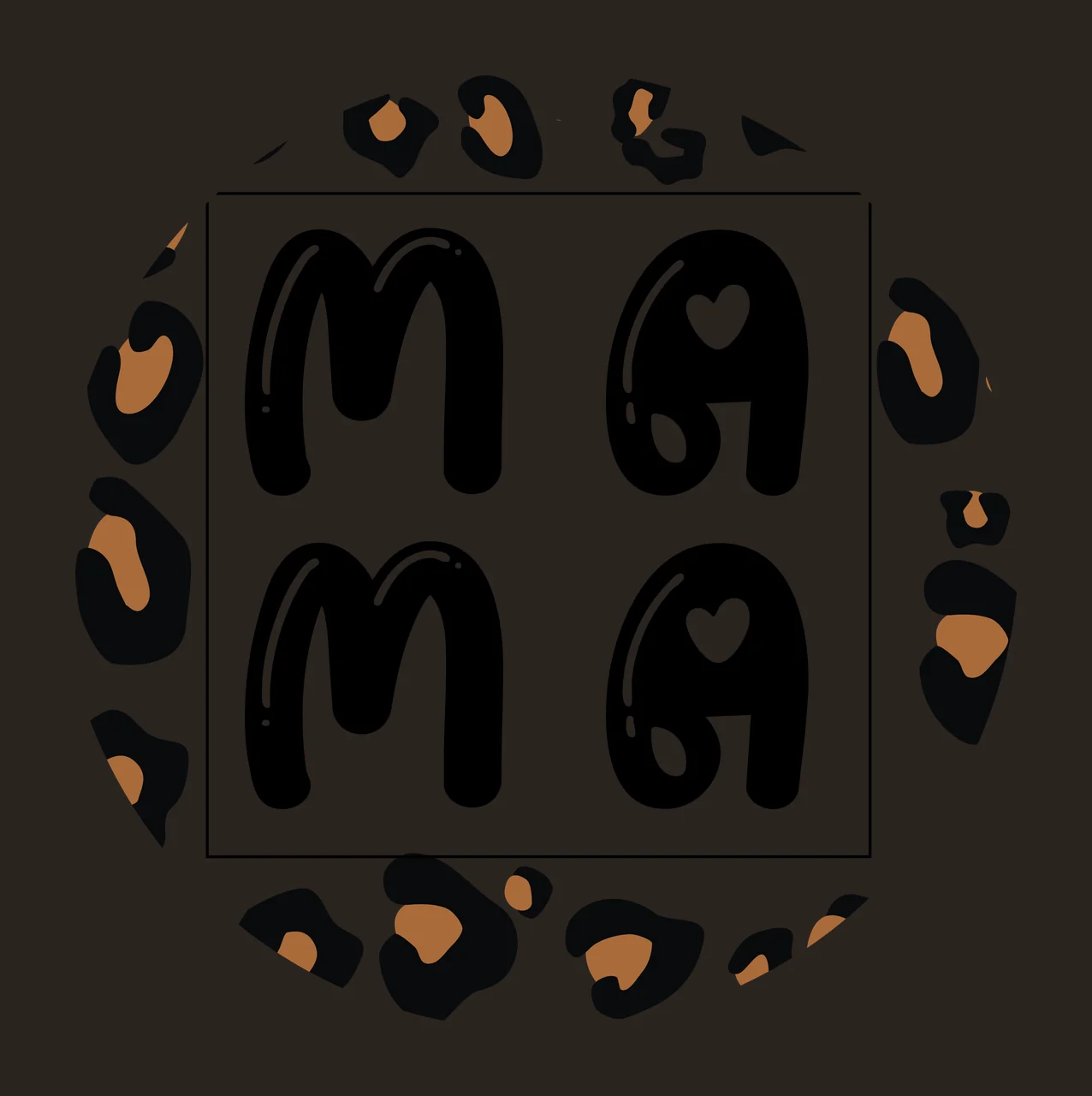 Keychain Mama Mama Lettering Inside Leopard Print Circle letters contrast preview thumbnail