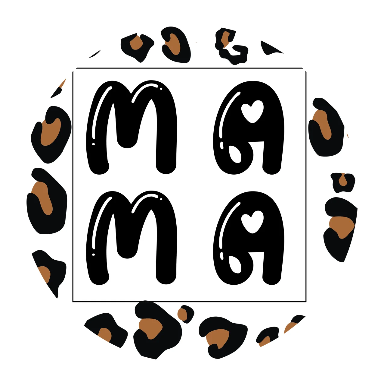 Keychain Mama Mama Lettering Inside Leopard Print Circle letters