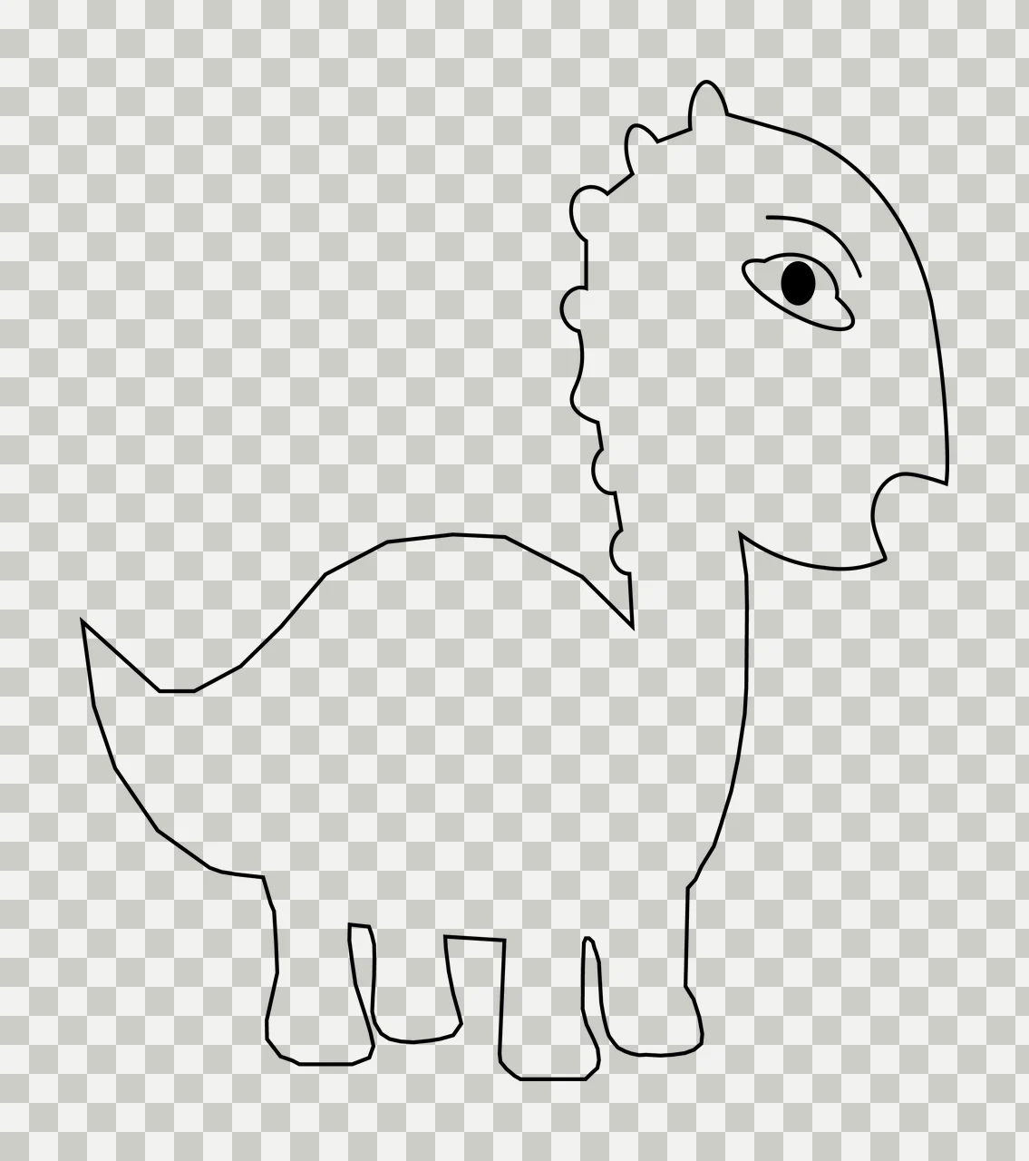 Dinosaur Creature Line Drawing Outline standing eye spikes transparency and detail preview thumbnail