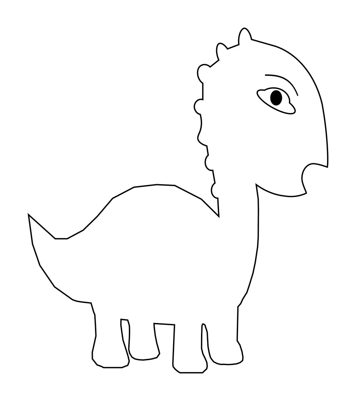 Dinosaur Creature Line Drawing Outline standing eye spikes