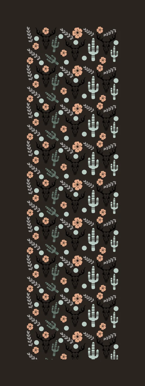 Deer Skull And Cactus Floral Pattern repeating flowers leaves contrast preview thumbnail