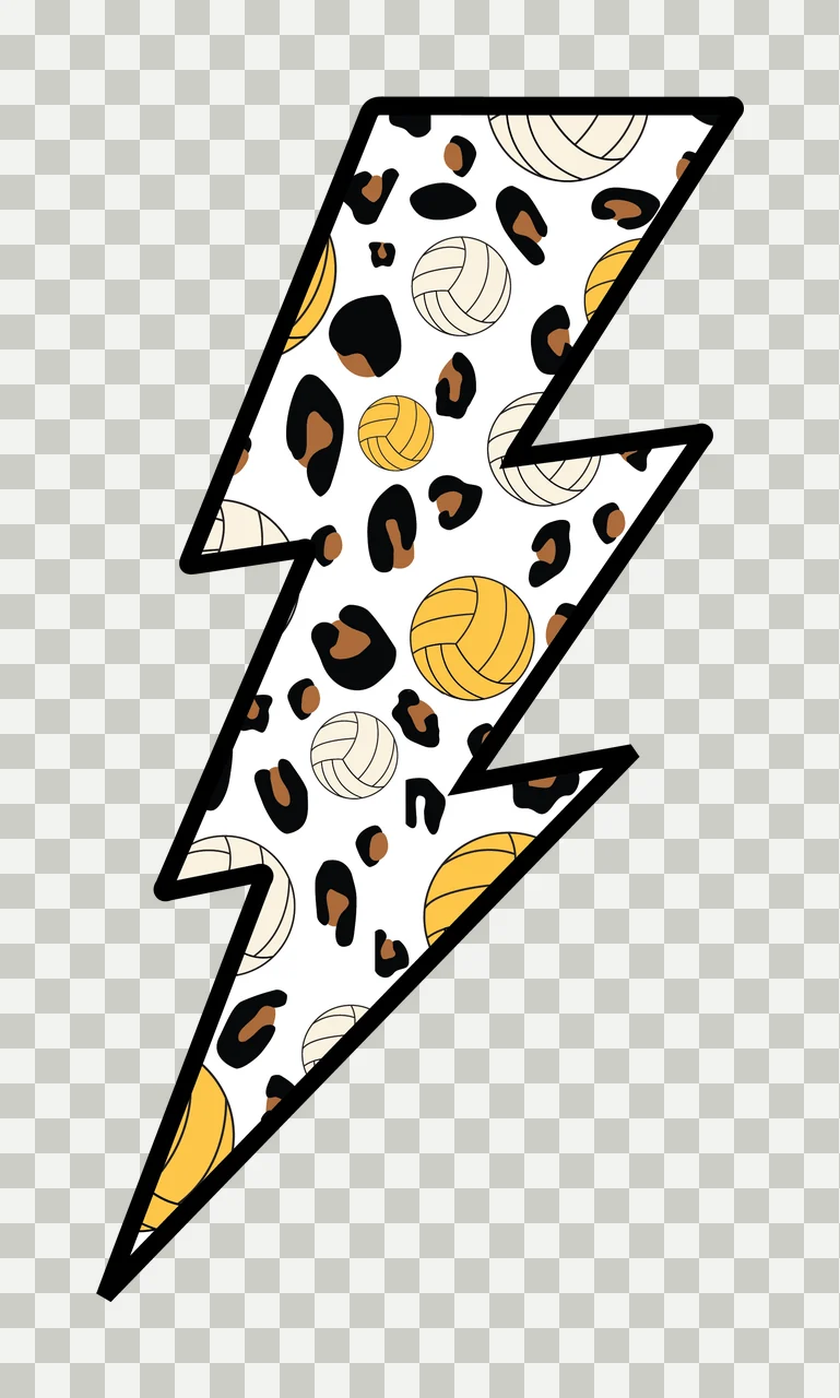 Bolt Lightning With Volleyball Pattern patterned silhouette transparency and detail preview thumbnail