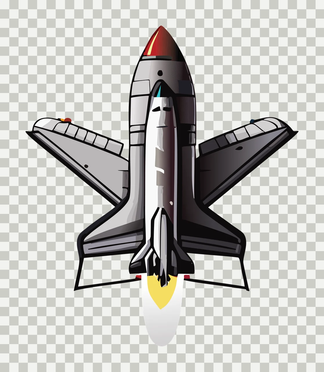 Space Shuttle Graphic With Striped Base stripe black grey white transparency and detail preview thumbnail