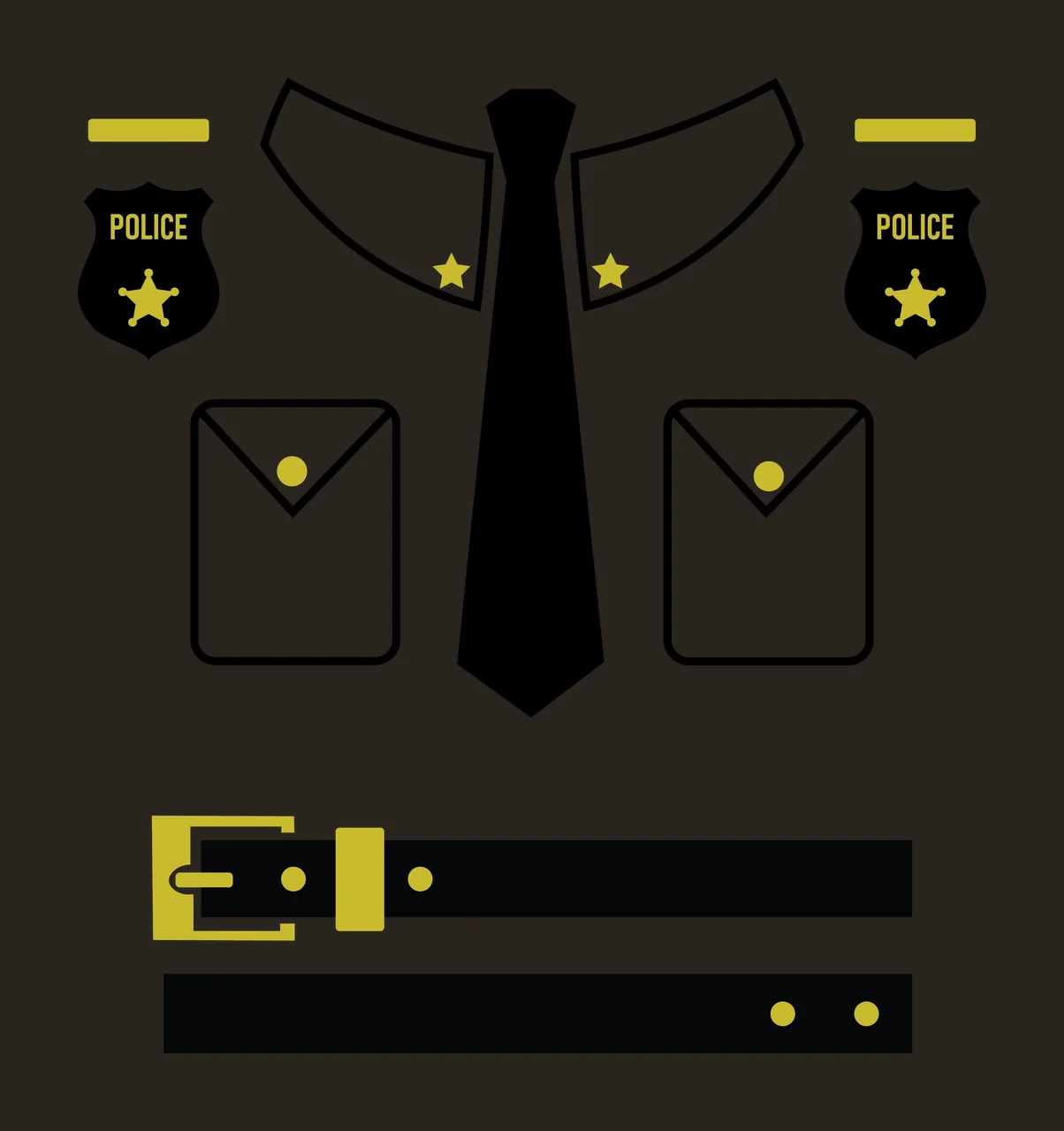 Police Shirt Minimalist Black And White Uniform Accessories elements contrast preview thumbnail