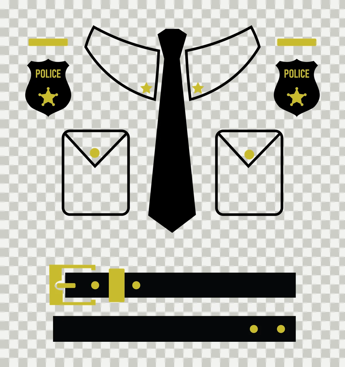 Police Shirt Minimalist Black And White Uniform Accessories elements transparency and detail preview thumbnail
