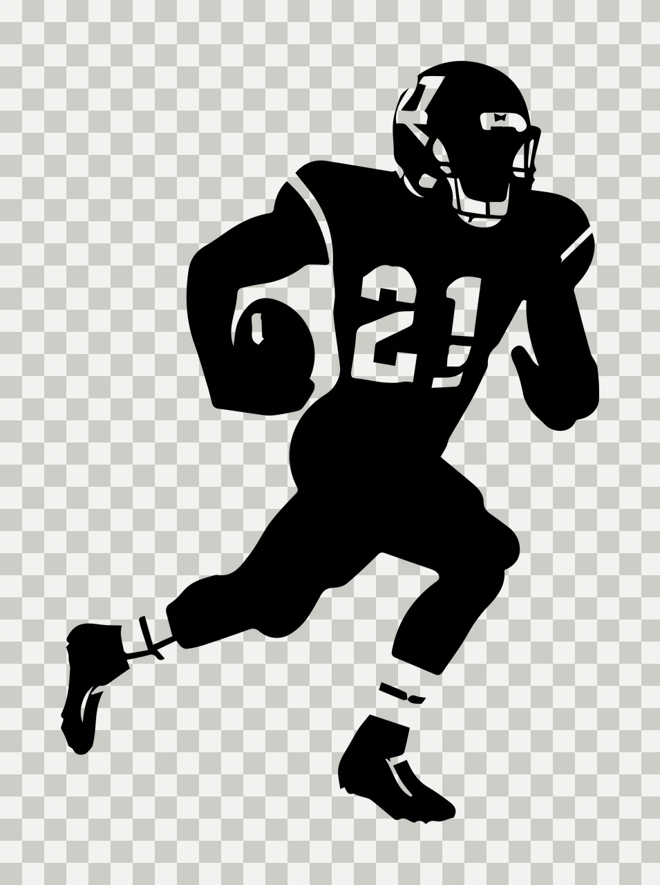 21 Silhouette Of A Player Wearing Helmet Holding Figure running transparency and detail preview thumbnail