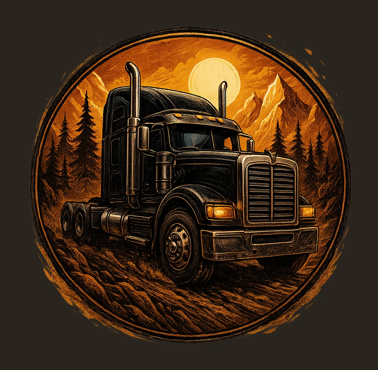 Semi Truck for Sublimation Big Rig Artwork 18 Wheeler Design contrast preview thumbnail
