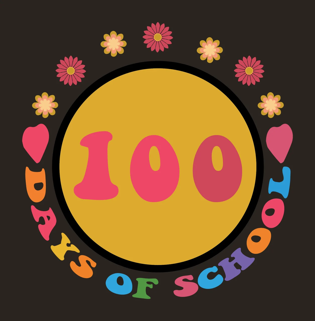 Days Of School Circular Floral Frame surrounding circle flower contrast preview thumbnail