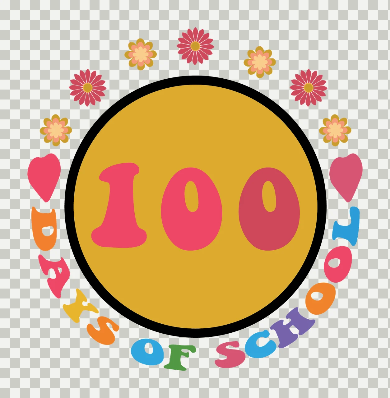 Days Of School Circular Floral Frame surrounding circle flower transparency and detail preview thumbnail