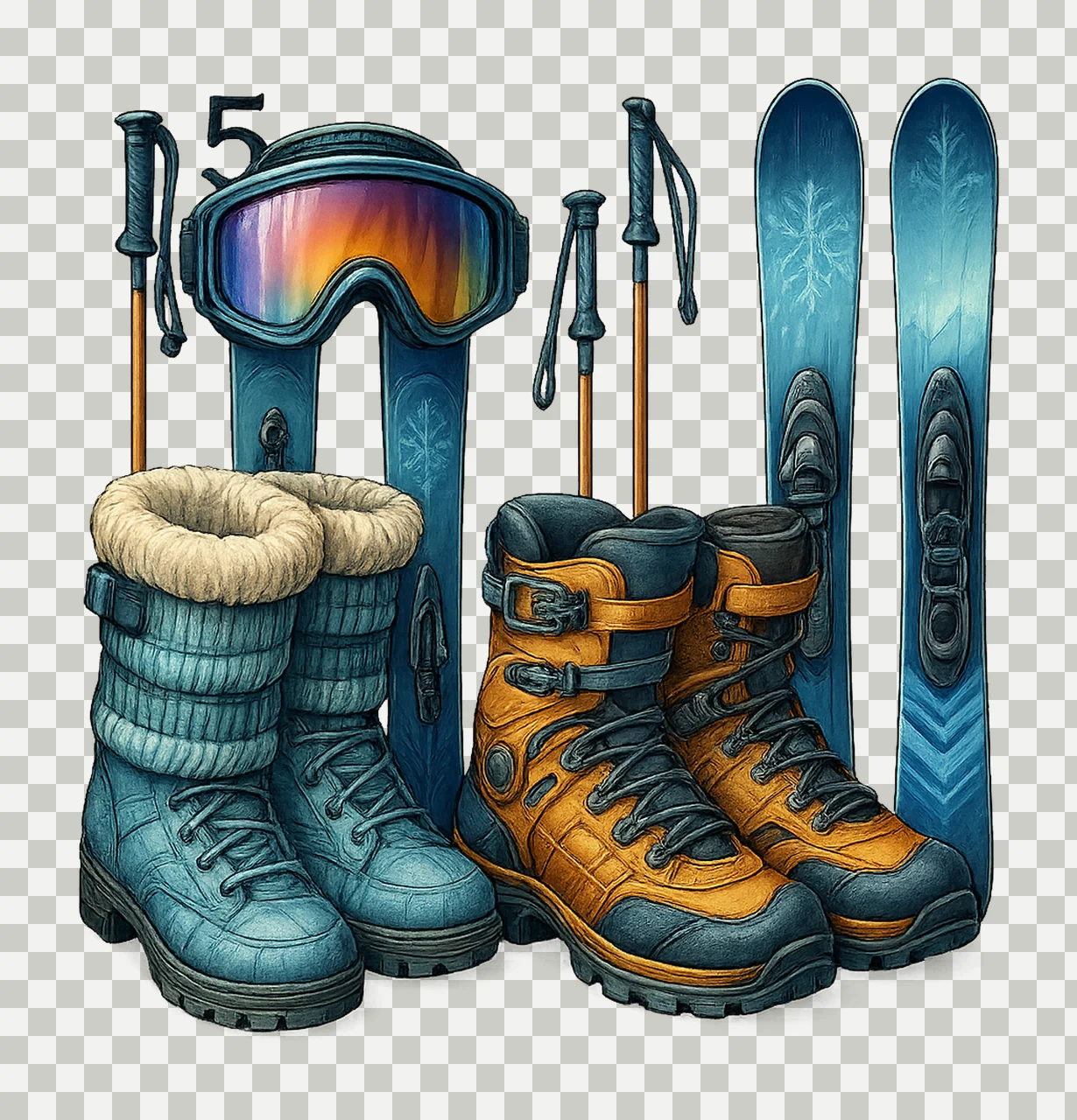 Watercolor Ski Artwork Winter Sports Skiing Sublimation transparency and detail preview thumbnail