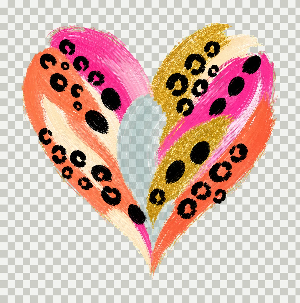 Leopard Heart Boho Brush Stroke sublimation Variation D transparency and detail preview thumbnail