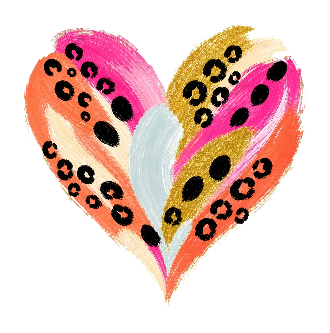 Leopard Heart Boho Brush Stroke sublimation Variation D