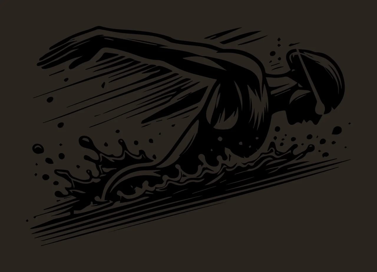 Swimming Swimmer Moving Through Water With Splashes goggles contrast preview thumbnail