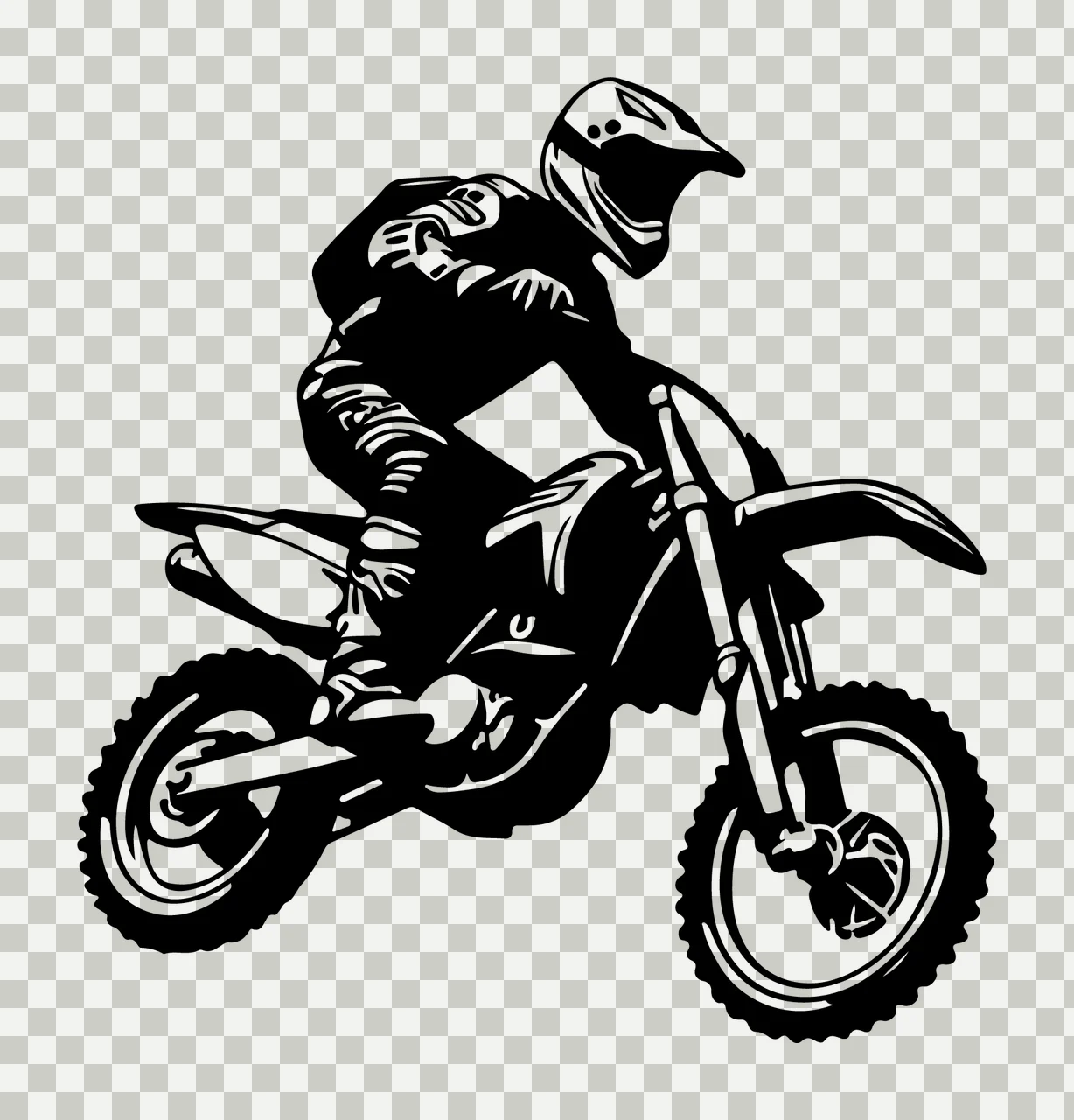 Motocross Black Silhouette Of Bike Rider jumping motorcycle transparency and detail preview thumbnail
