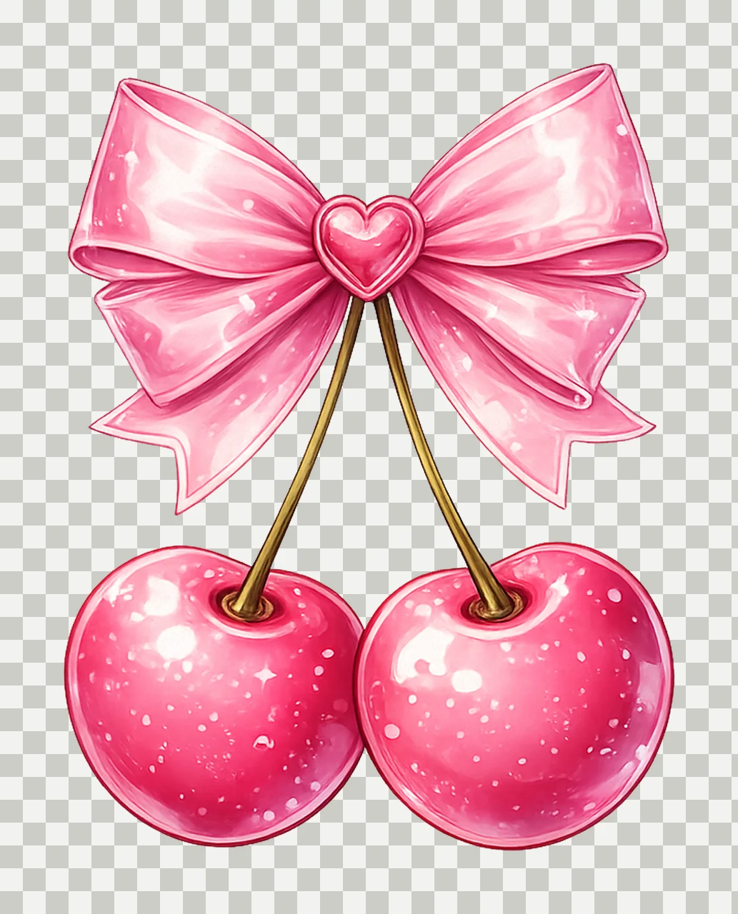 Cherry Bow Pink Coquette Valentine Artwork Sweetheart Love transparency and detail preview thumbnail