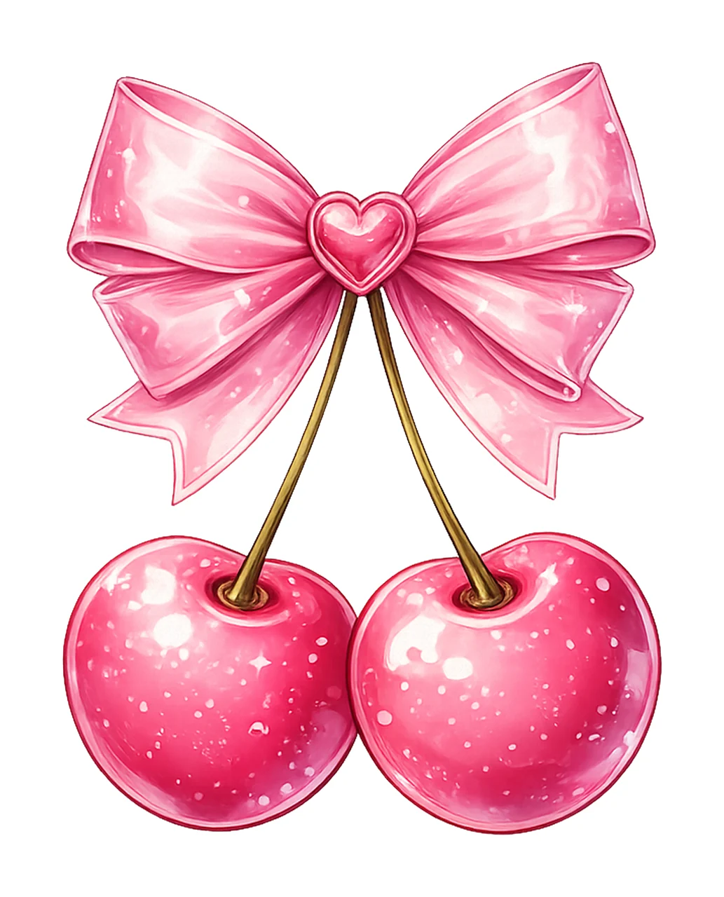 Cherry Bow Pink Coquette Valentine Artwork Sweetheart Love