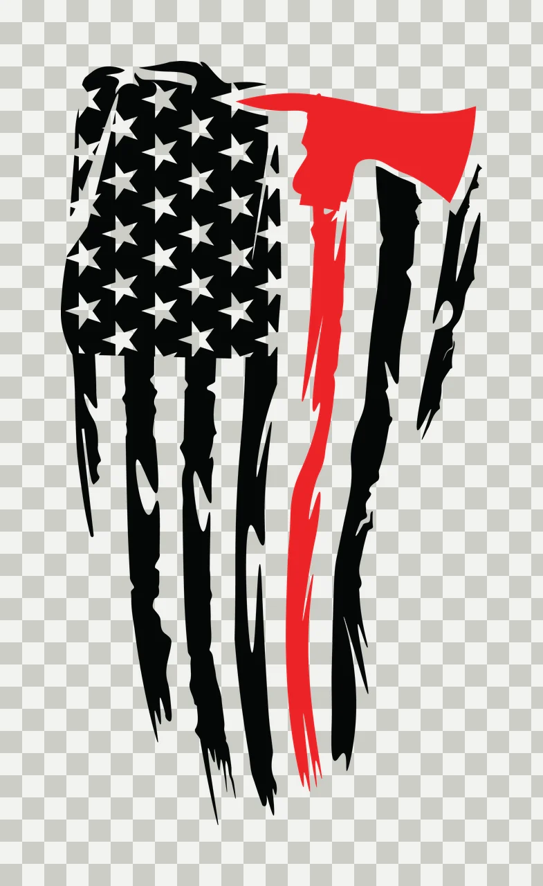 Flag Vertical Distressed Graphic With A Black Silhouette axe transparency and detail preview thumbnail