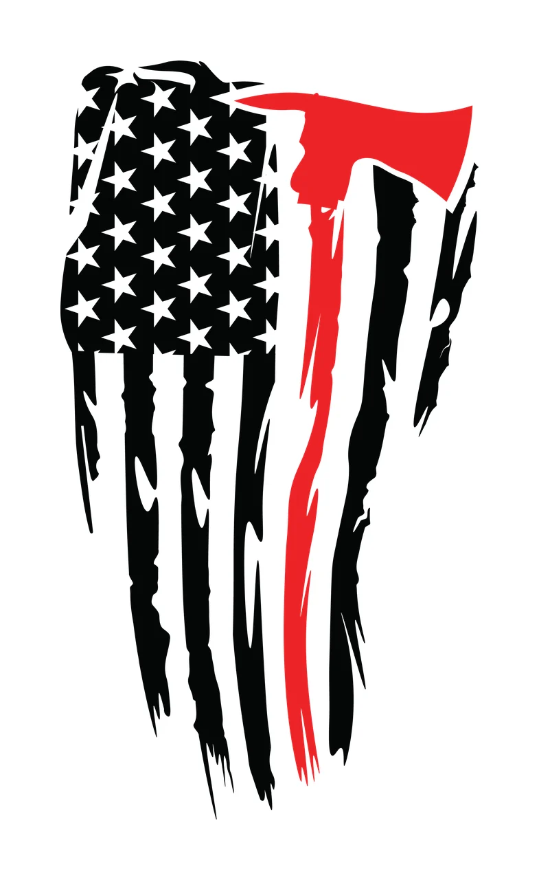 Flag Vertical Distressed Graphic With A Black Silhouette axe