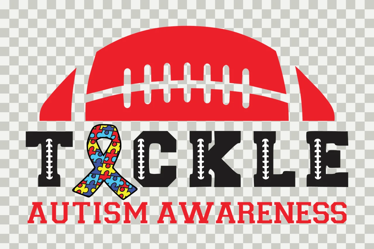 Tackle Autism Awareness Football Graphic American symbolize transparency and detail preview thumbnail