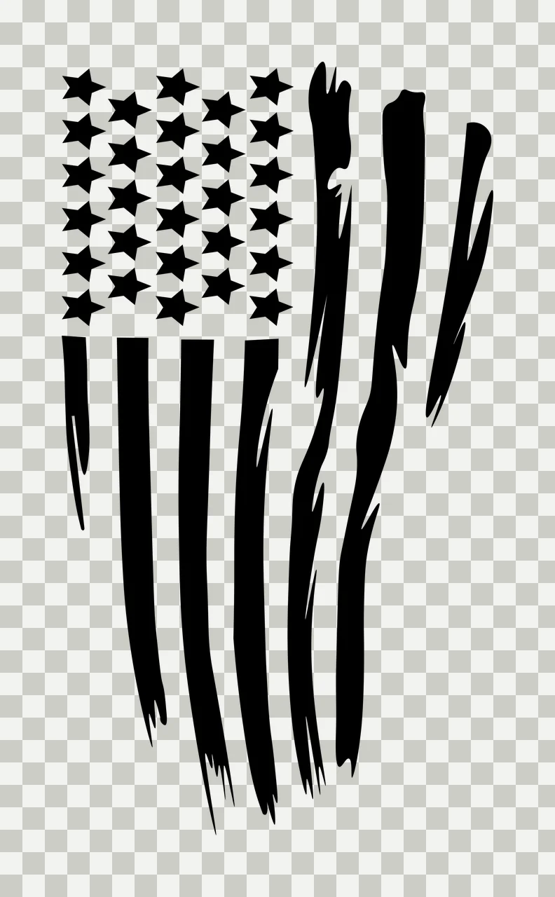 Black Flag Distressed Style American Silhouette With Stars stripes transparency and detail preview thumbnail