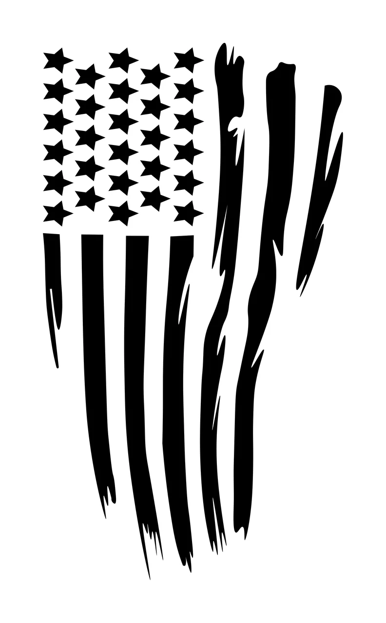 Black Flag Distressed Style American Silhouette With Stars stripes