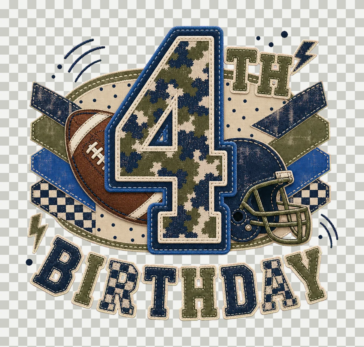 Star Camo Football Birthday sublimation instant Variation B transparency and detail preview thumbnail