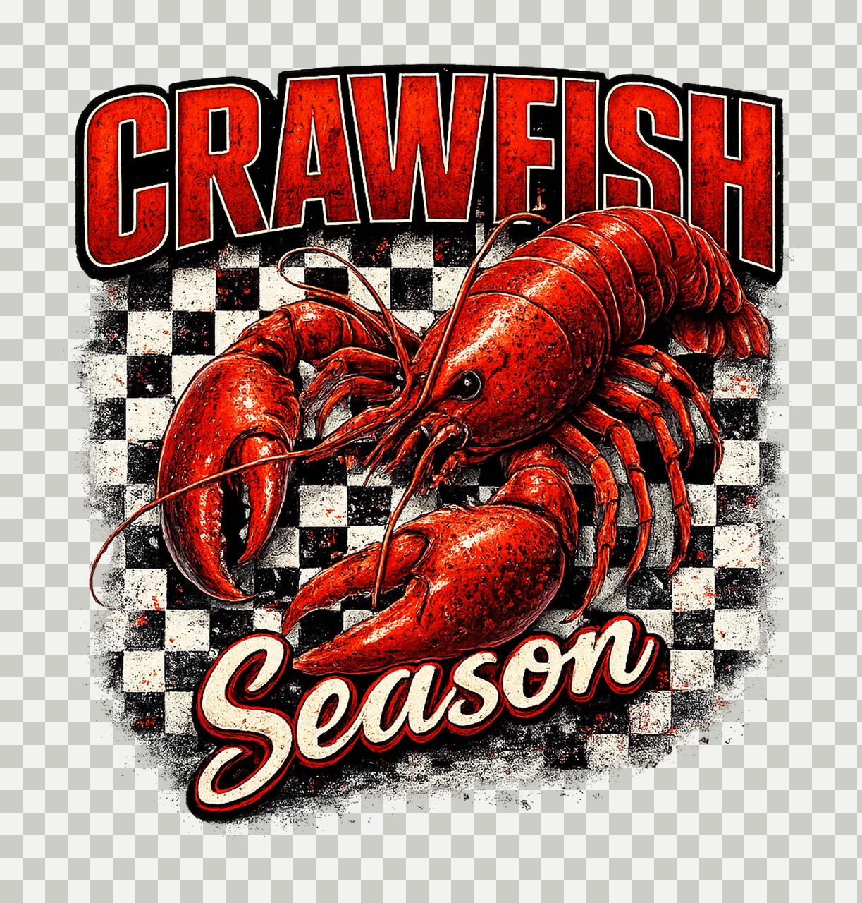 Crawfish Season Preppy Crawfish Sublimation Variation B transparency and detail preview thumbnail