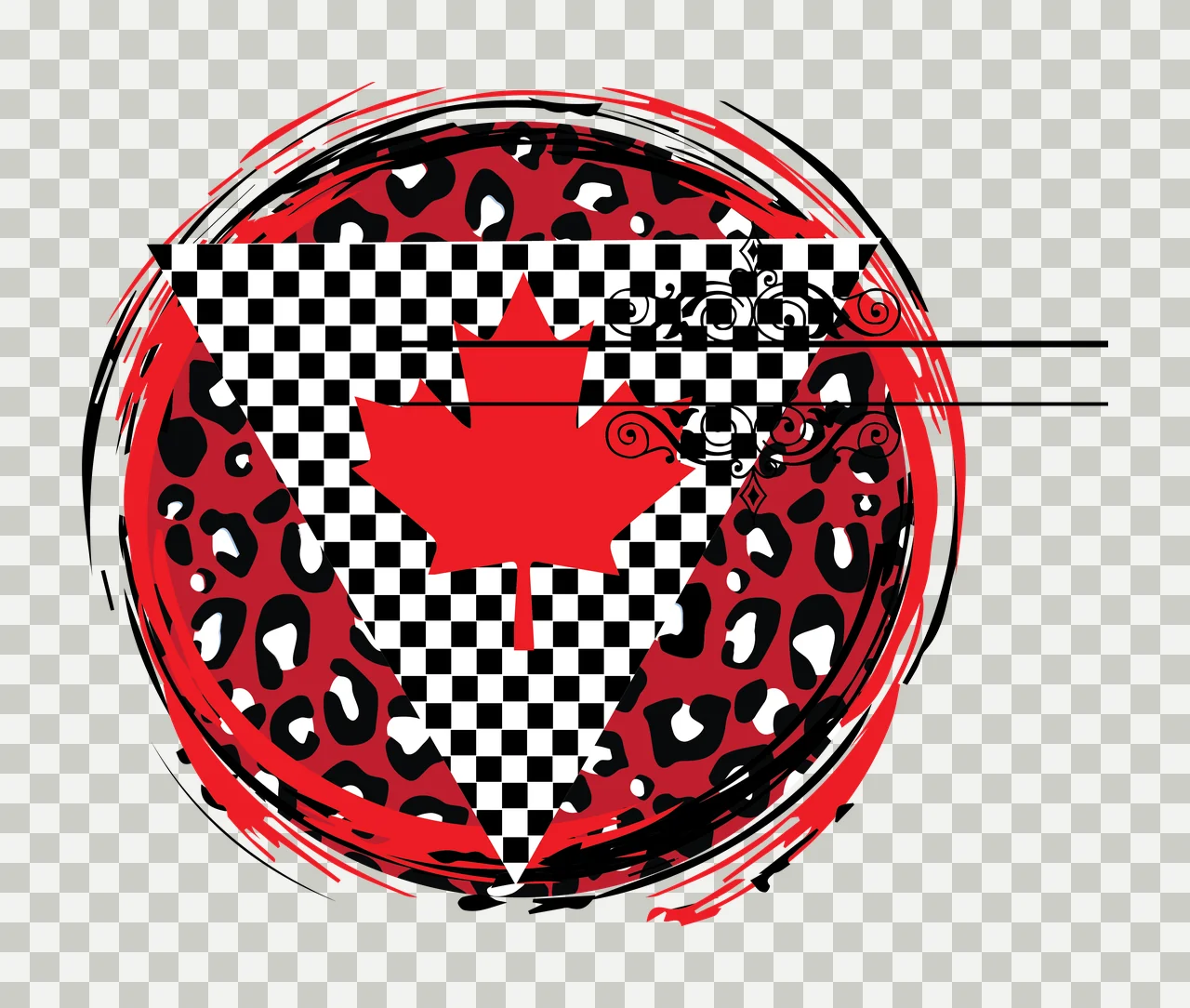 Triangle Overlay On Leopard Circle print geometric black white transparency and detail preview thumbnail