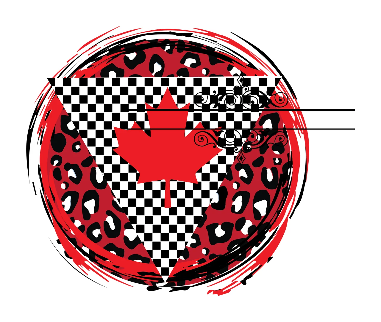 Triangle Overlay On Leopard Circle print geometric black white