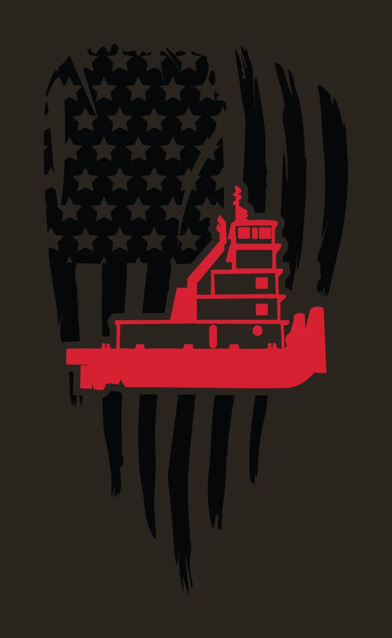 Boat Tugboat Stylized Over Distressed Flag static stars stripes contrast preview thumbnail