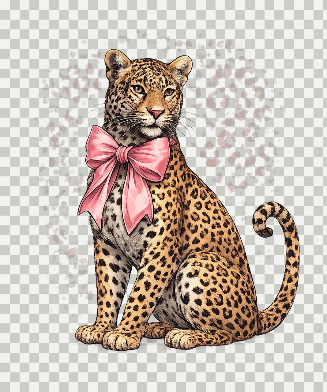 Tiger Leopard Big Cat with Bow Design Animal Print transparency and detail preview thumbnail