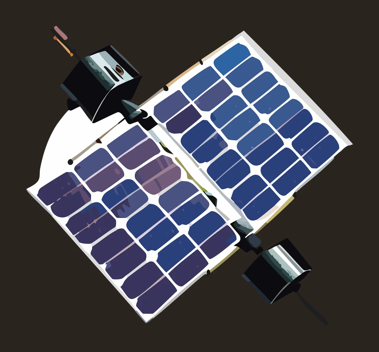 Space Satellite Illustration With Solar Panels antenna silhouette contrast preview thumbnail