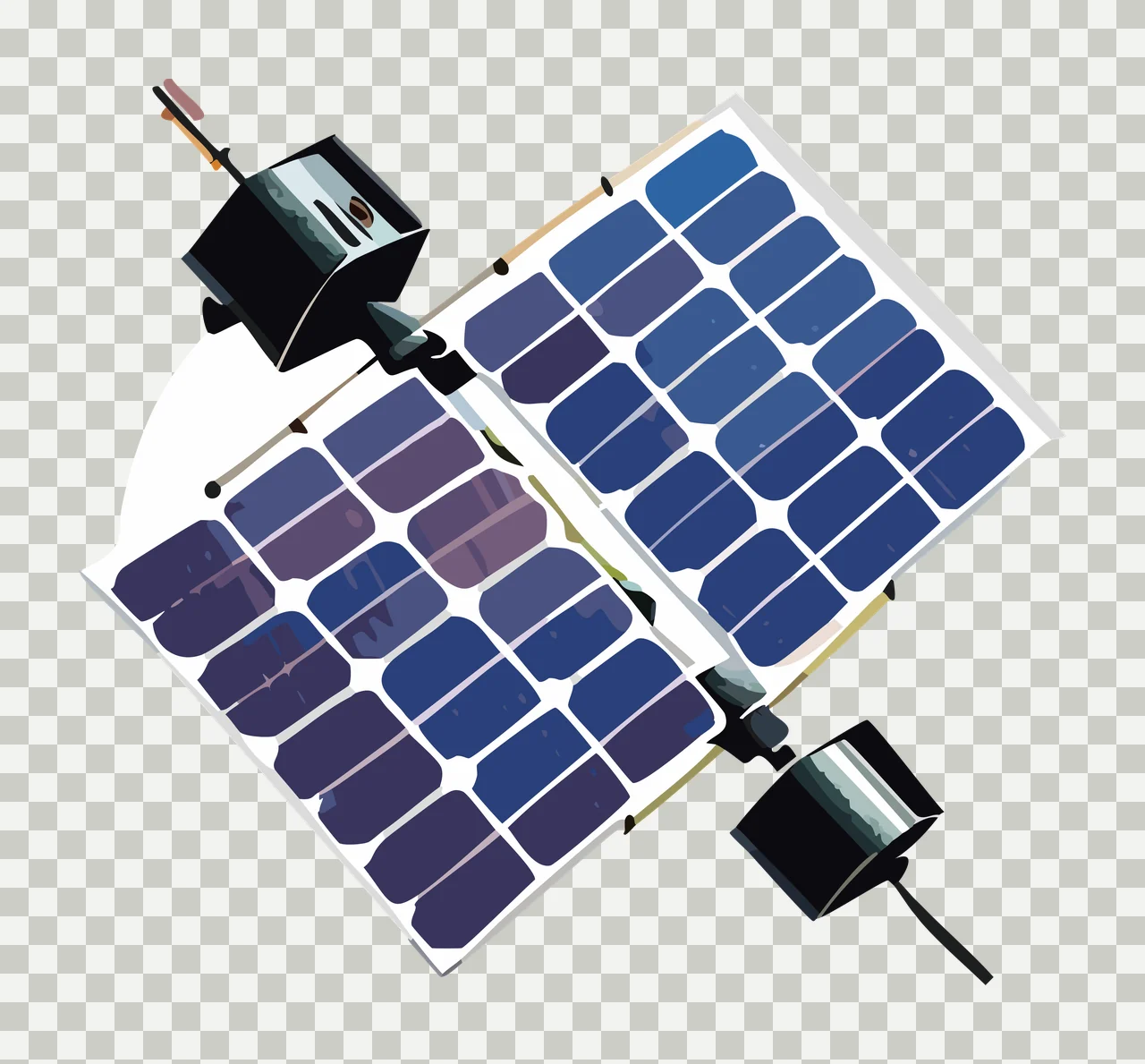 Space Satellite Illustration With Solar Panels antenna silhouette transparency and detail preview thumbnail