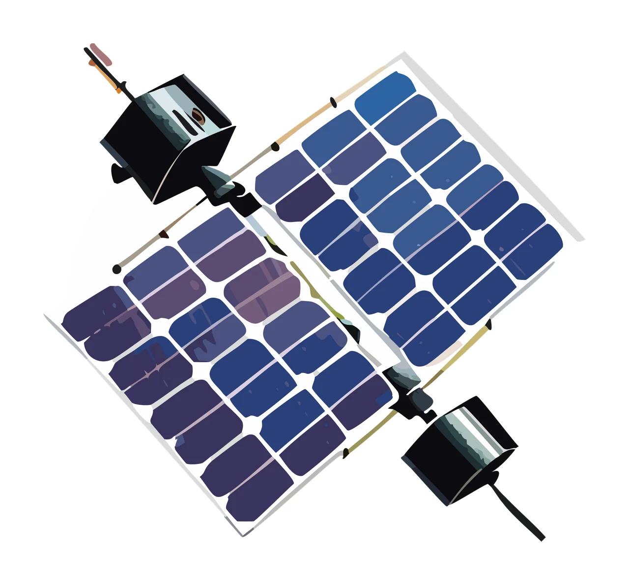 Space Satellite Illustration With Solar Panels antenna silhouette