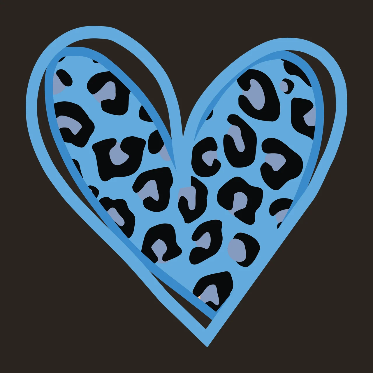 Black Heart With Animal Print Fill outline pattern white shape contrast preview thumbnail