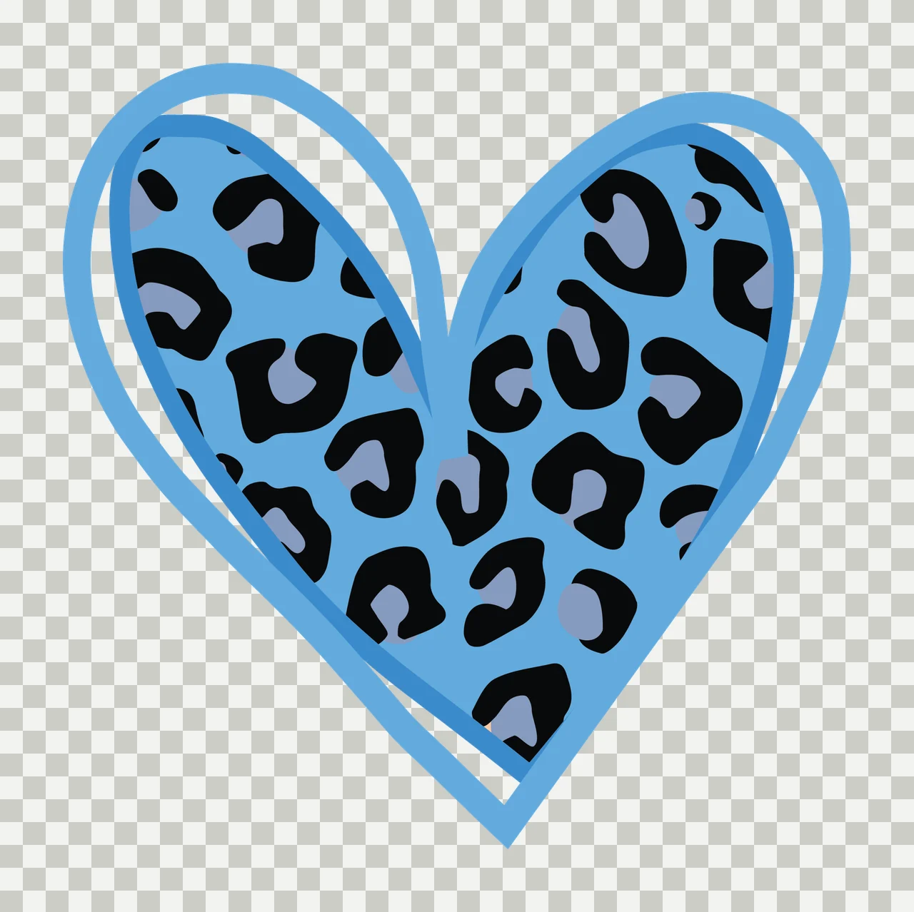 Black Heart With Animal Print Fill outline pattern white shape transparency and detail preview thumbnail