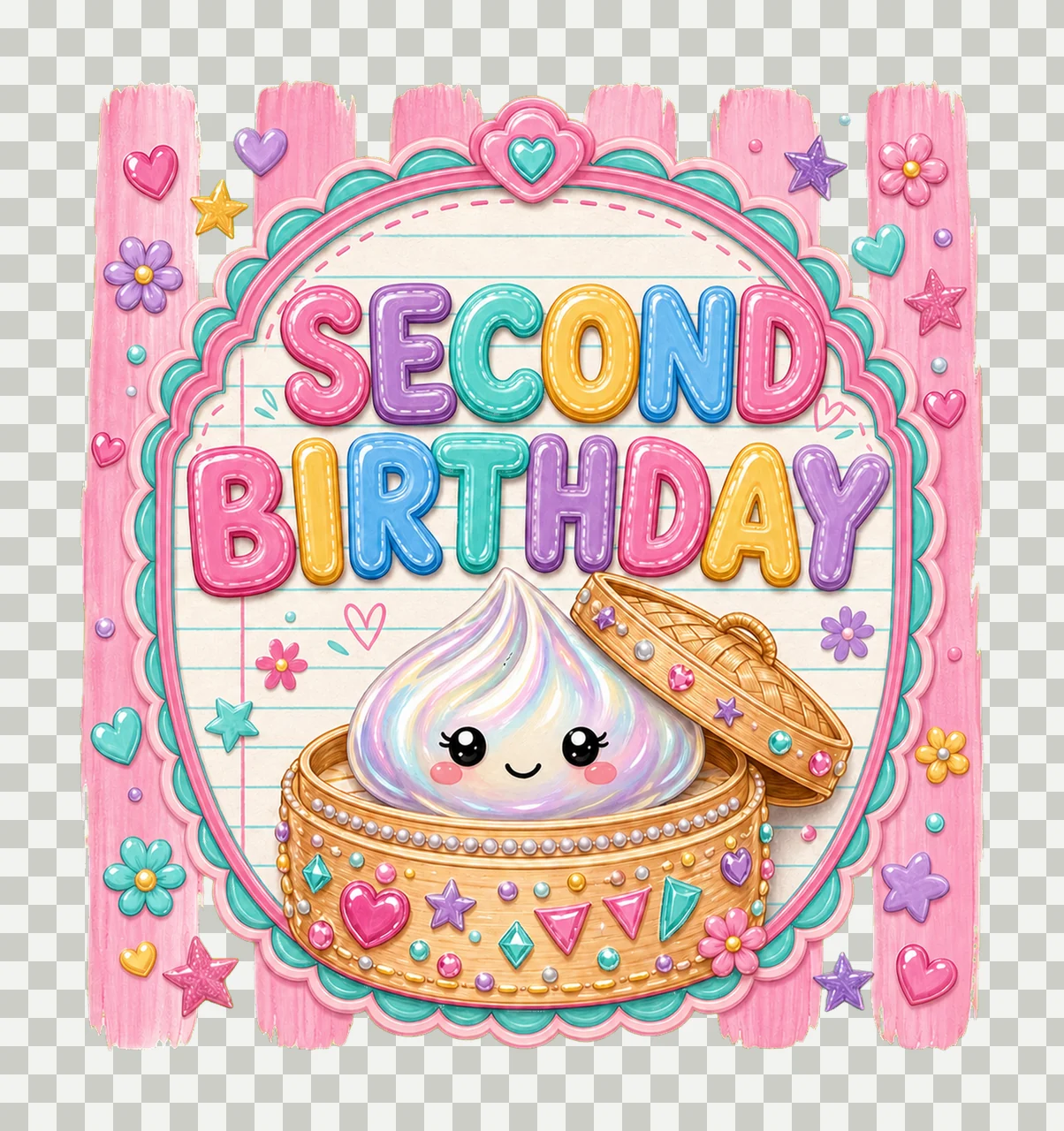Cute Dumpling Birthday sublimation instant shirt Variation A transparency and detail preview thumbnail