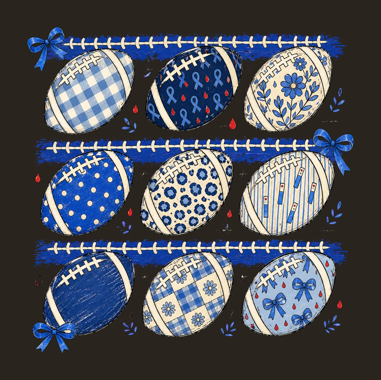 Nine Football Diabetes Awareness Patterns bundle 04 contrast preview thumbnail