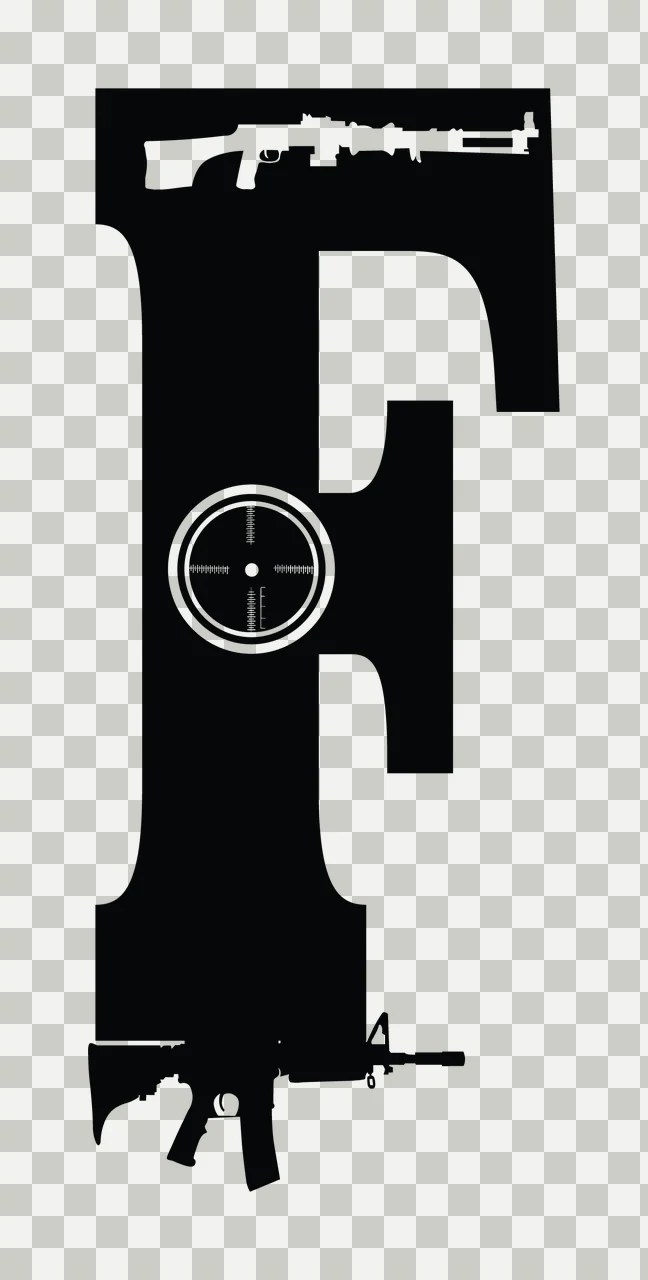 Gun Alphabet Character 21 scalable logo design icon transparency and detail preview thumbnail