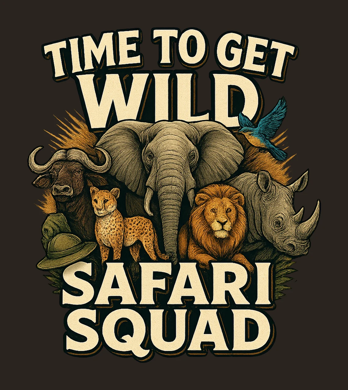 Safari Animals Time to Get Wild Jungle Adventure Artwork contrast preview thumbnail