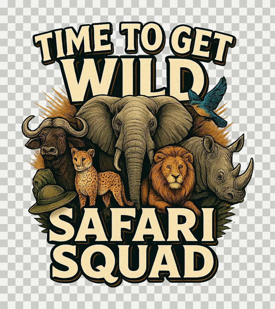 Safari Animals Time to Get Wild Jungle Adventure Artwork transparency and detail preview thumbnail
