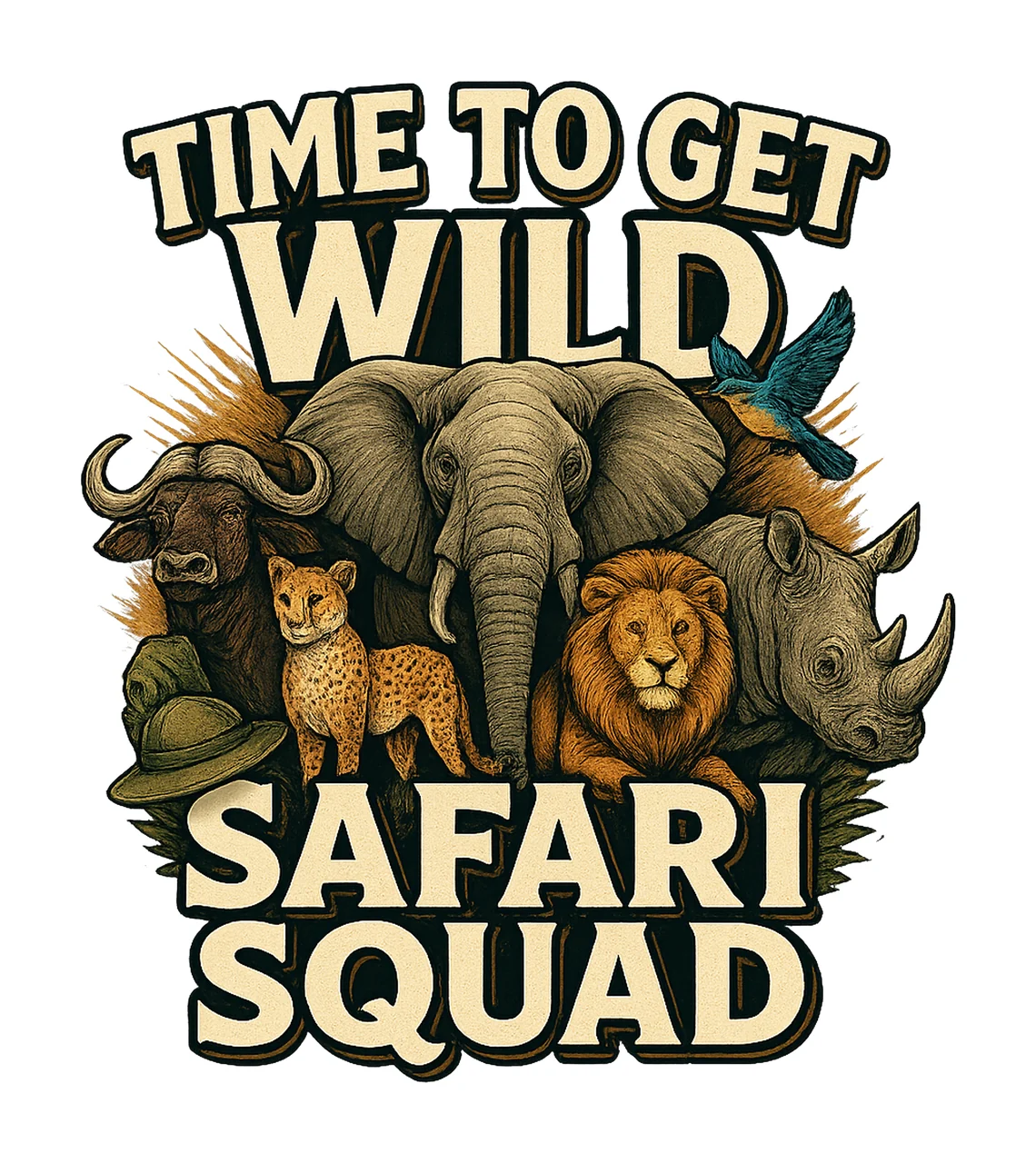 Safari Animals Time to Get Wild Jungle Adventure Artwork
