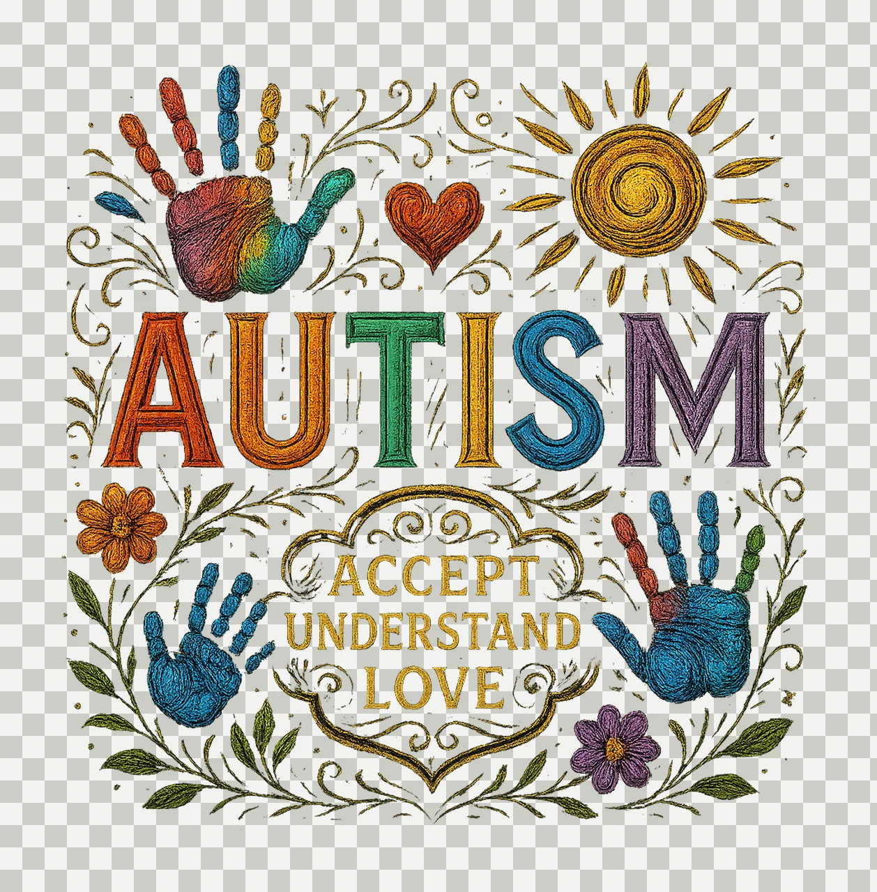Autism Accept Understand Love Awareness Sublimation Design transparency and detail preview thumbnail