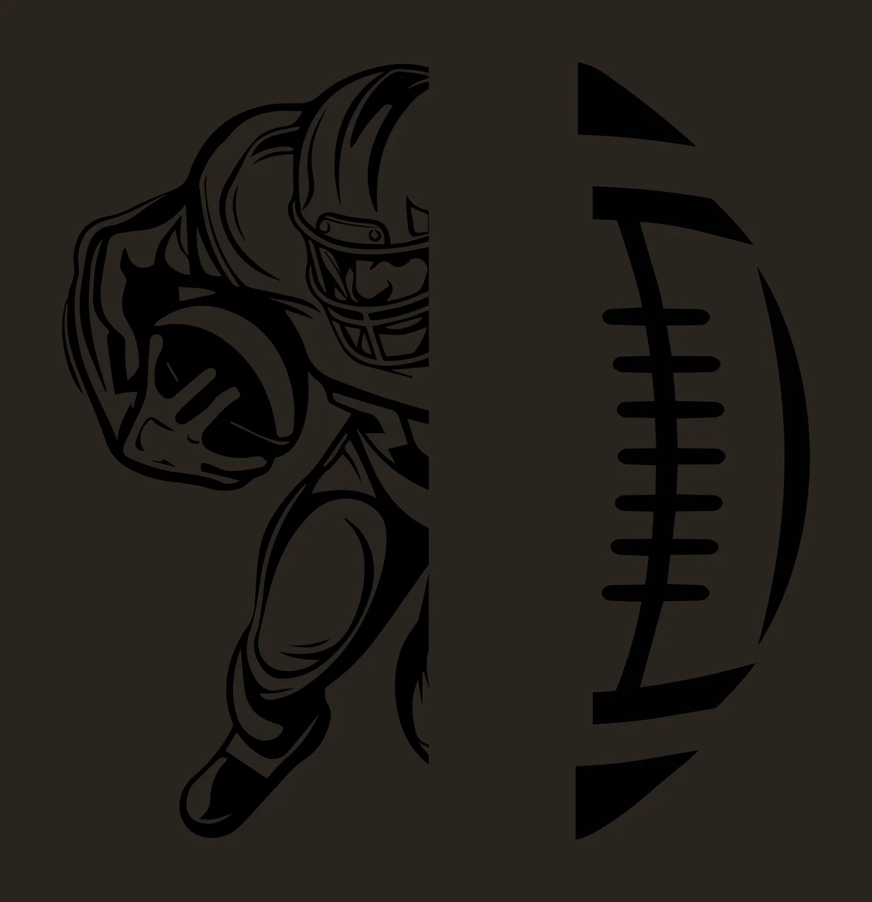 Football Player Silhouette Half Circle running helmet split contrast preview thumbnail